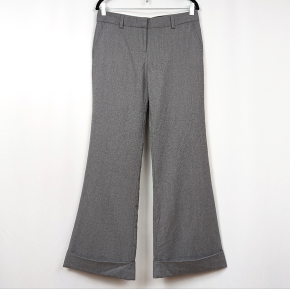 J. Crew Low Fit Trousers Flare Leg Cuffed  100% Wool Fully Lined Gray size 6 - Picture 1 of 13